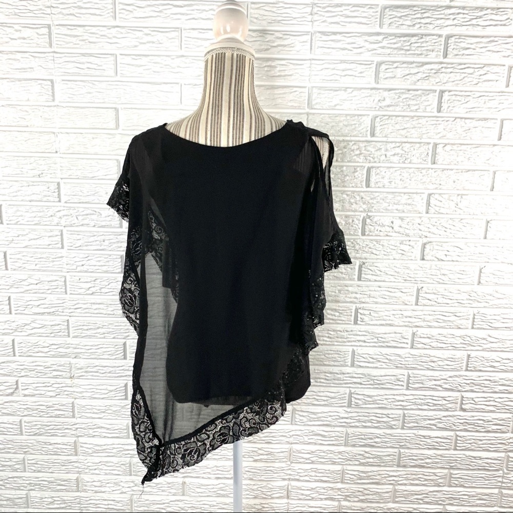By & By Black Top Lace Trimmed Sheer Overlay - Picture 7 of 7